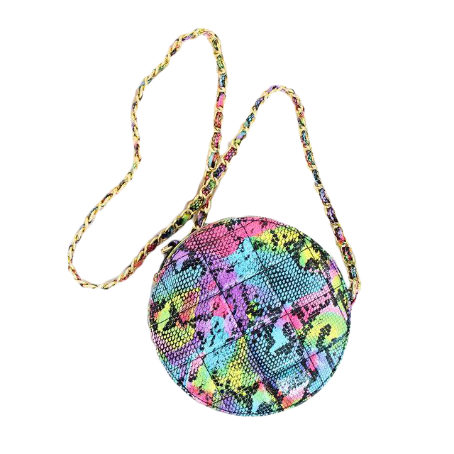Round Quilted Crossbody Bag -Multi Snake 2 by The House of Stylez