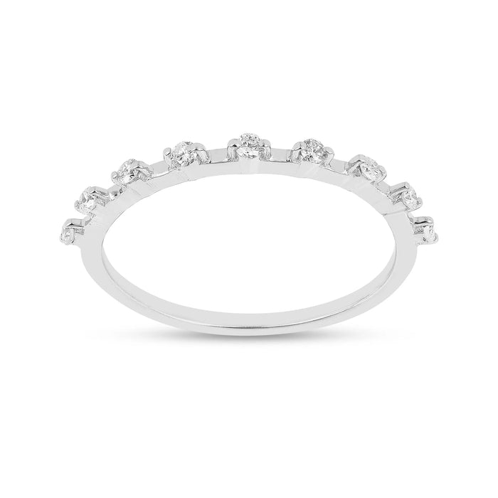 0.22 Ct Round White Lab Diamond Sterling Silver Half Eternity Ring by Fine Color Jewels