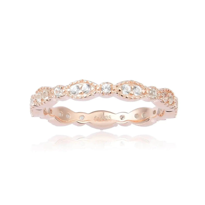 0.27 Ct Round White Sapphire Prong Silver Eternity Ring by Fine Color Jewels