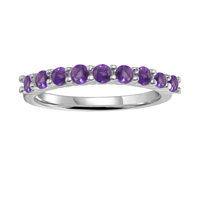 0.60 Ct Round Purple Amethyst Prong Silver Half Eternity Ring by Fine Color Jewels