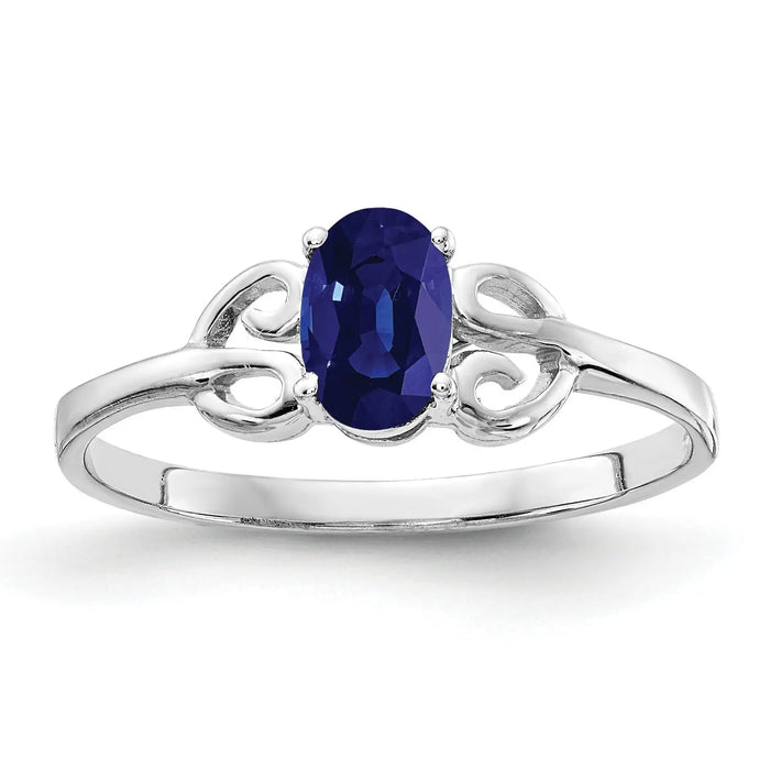 0.65 Ct Oval Blue Sapphire Prong 14K White Gold Solitaire Ring by Fine Color Jewels