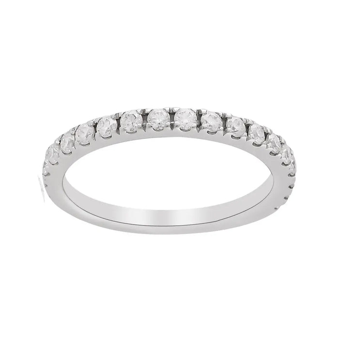 0.70 Ct Round White Moissanite Prong Sterling Silver Eternity Engagement Ring by Fine Color Jewels