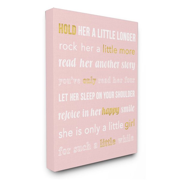 The Stupell Home Decor Collection Hold Her a Little Longer Pink Canvas Wall Art by Vanessa Jane