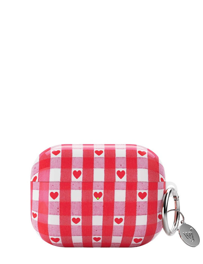 Red Gingham Hearts AirPods by Wildflower Cases