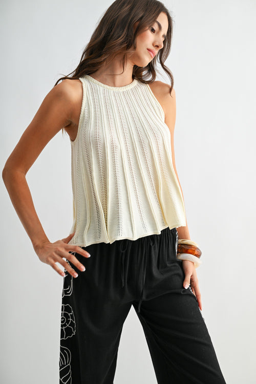 Sleeveless Knit Top With Flared Hem by Boutique 23