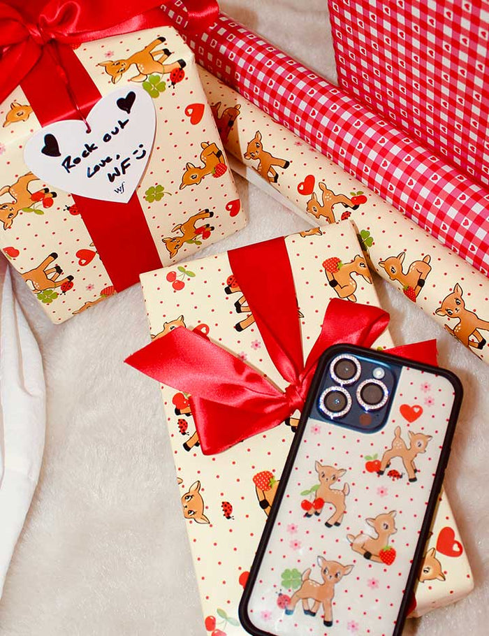 Oh Deer and Red Gingham Hearts Gift Wrap - 2 Pack by Wildflower Cases
