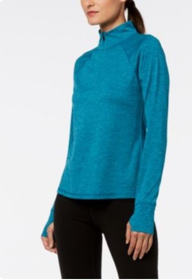 Ideology Rapidry Half-Zip Women's Performance Pullover, Teal, Size M by Vanessa Jane