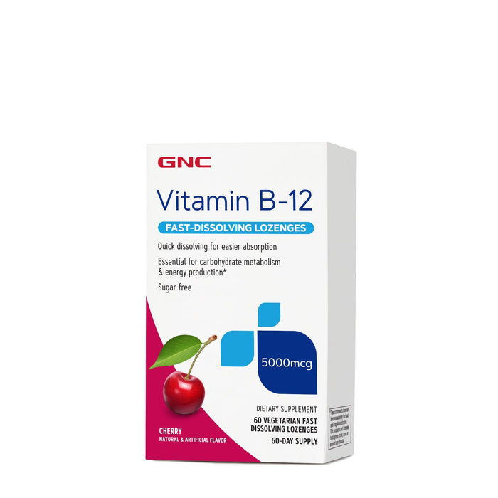 GNC Vitamin B-12 5000 mcg Lozenges, Cherry, 60 Count (Best By 3/2027) by Price Is Right Miami