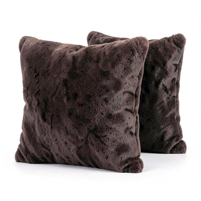 Madison Park Zuri Faux Fur Throw Pillows for Couch Bed, 20x20, Chocolate by Vanessa Jane