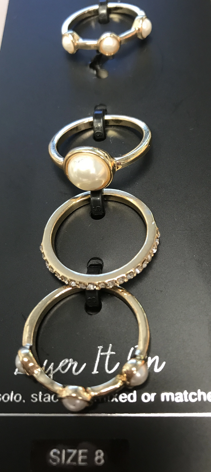 I.n.c. Gold-Tone 4-Pc. Set Pave & Imitation Pearl Stackable Rings, Size 8 by Vanessa Jane