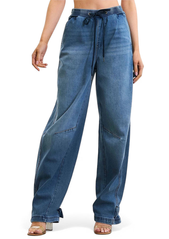 Elastic Waist Barrel Baggy Jeans by The House of Stylez
