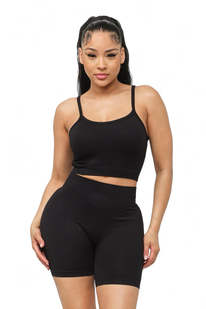 Seamless Basic Tank Top and Biker Shorts Set by The House of Stylez