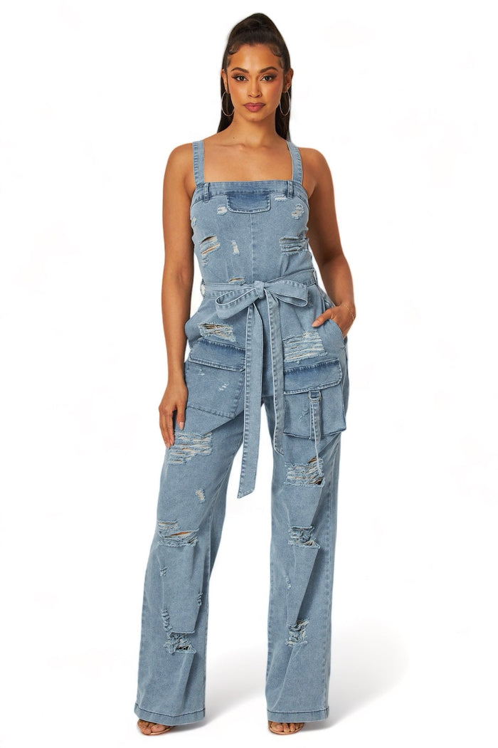 Denim Cargo Pocket Jumpsuit {HAS GREAT STRETCH} by The House of Stylez
