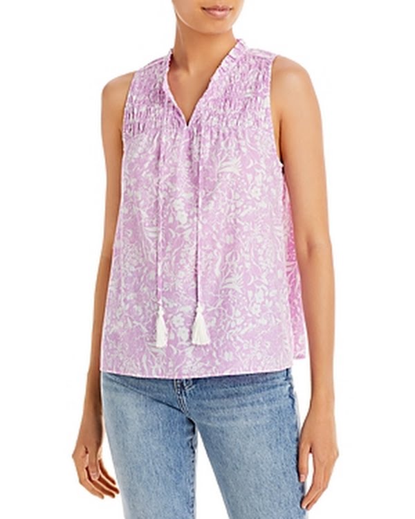 Aqua Floral Print Tassel Tie Top by Vanessa Jane
