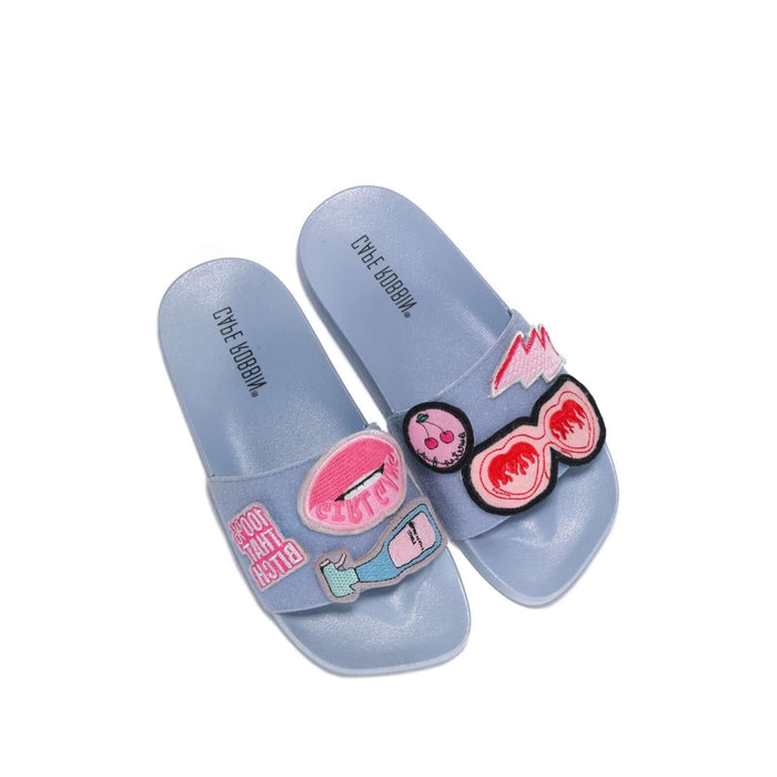 Slides with Removable Patches - Periwinkle by The House of Stylez