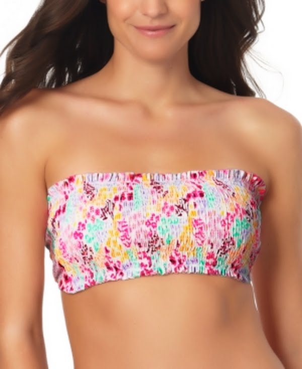 California Waves Juniors Smocked Bandeau Bikini Top by Vanessa Jane