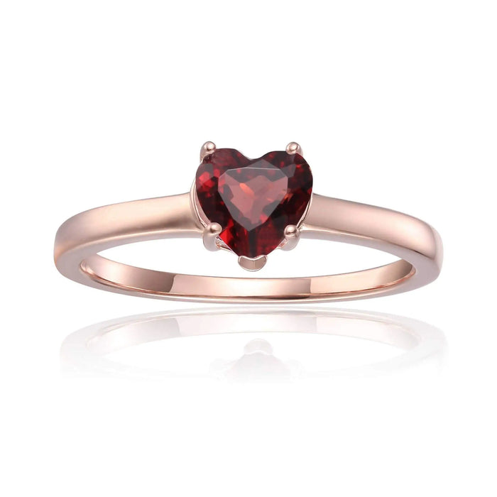 1.00 Ct Heart Red Garnet Prong Silver Solitaire Ring by Fine Color Jewels
