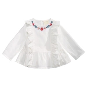 First Impressions Baby Girls Embroidered Ruffle-Trim Top by Vanessa Jane