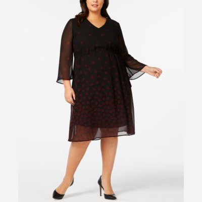Anne Klein Womens Printed Sheer Lined Empire Dress by Vanessa Jane