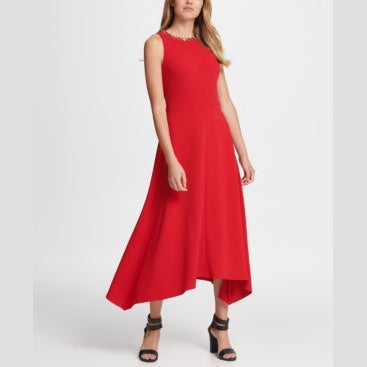 DKNY Womens Dress Red Sheath Hankerchief-Hem Necklace, Size 12 by Vanessa Jane