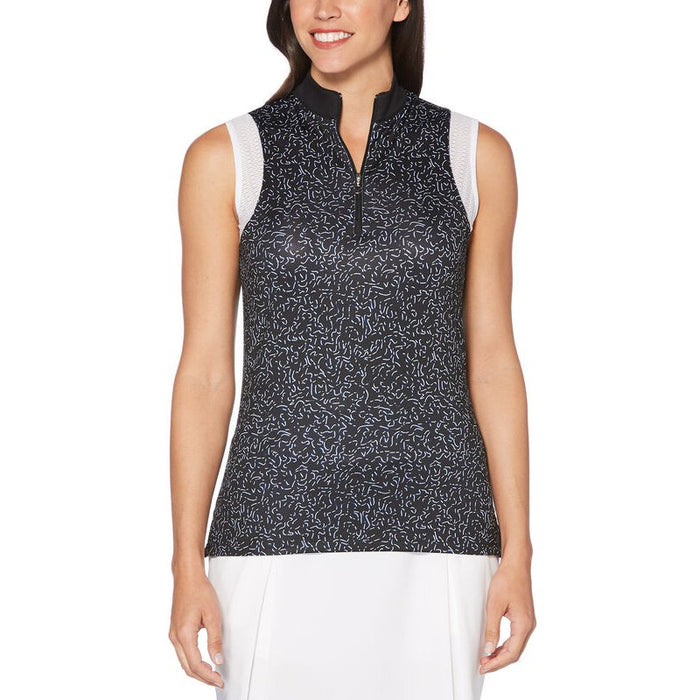 Callaway Womens Electric Print Sleeveless Polo Black, Size XS by Vanessa Jane