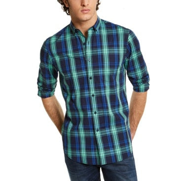 Club Room Mens Regular-Fit Quick-Dry Performance Stretch Plaid Shirt by Vanessa Jane