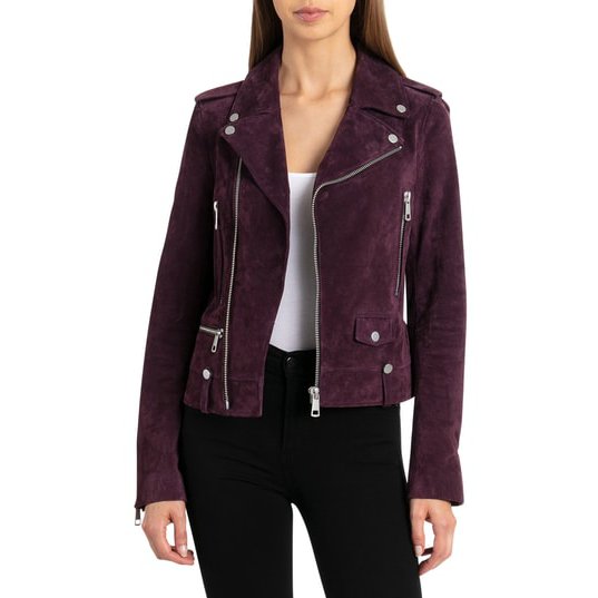 Bagatelle Womens Suede Motorcycle Jacket, Size Medium by Vanessa Jane