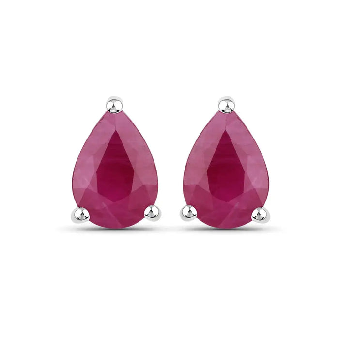 1.60 Ct Pear Pink Ruby Prong 10K gold Teardrop Stud Earrings by Fine Color Jewels