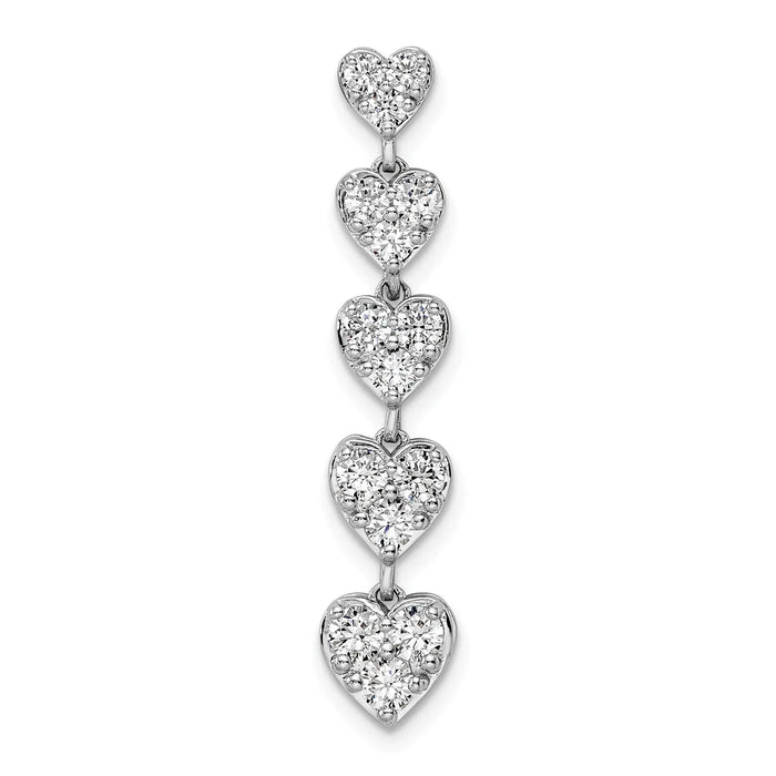 1 ct Lab Grown Diamond Five Heart Bar Pendant 14k Gold by Fine Color Jewels
