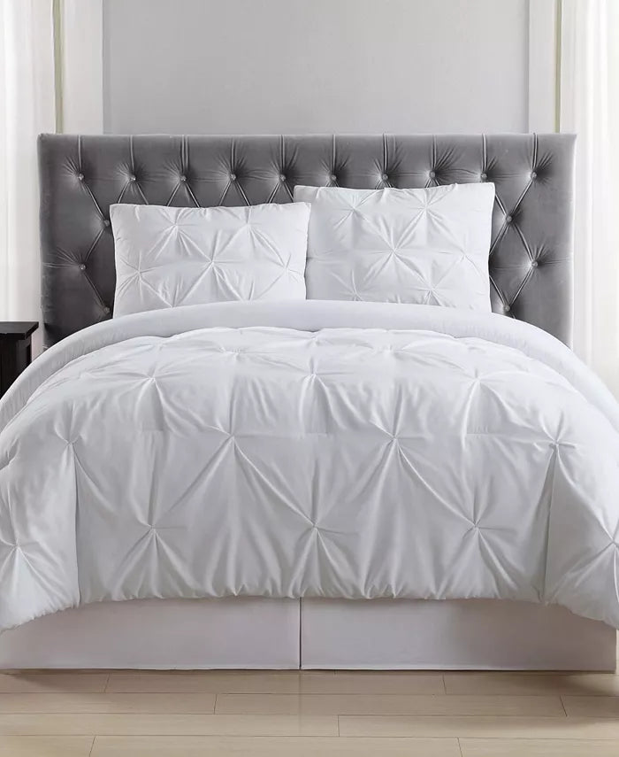 Truly Soft Pleated King Comforter Set - White by Vanessa Jane