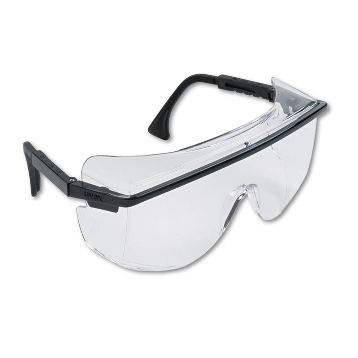 Honeywell Uvex Astro OTG 3001 Wraparound Safety Glasses, Black Plastic Frame, Clear Lens