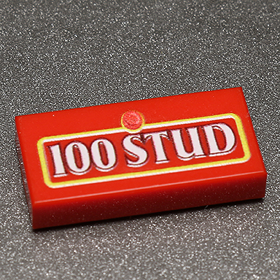 100 Stud Custom Printed 1x2 Tile made using LEGO part - B3 Customs by B3 Customs