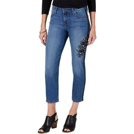 Style and Co. Womens Petites Denim Embroidered Slim Leg Jeans, Size 14P by Vanessa Jane