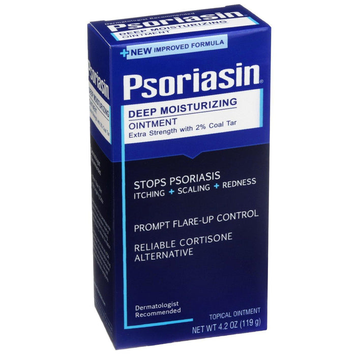 Psoriasin Deep Moisturizing Ointment, 2% Coal Tar Formula for Psoriasis & Seborrheic Dermatitis Relief, 4.2 oz by Pasteur Pharmacy