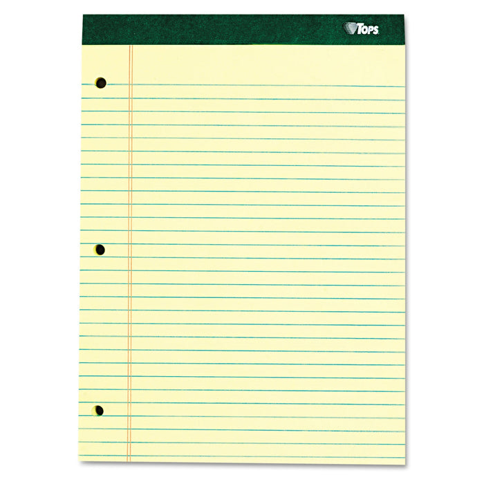 TOPS Double Docket Ruled Pads with Extra Sturdy Back, Wide/Legal Rule, 100 Canary-Yellow 8.5 x 11.75 Sheets