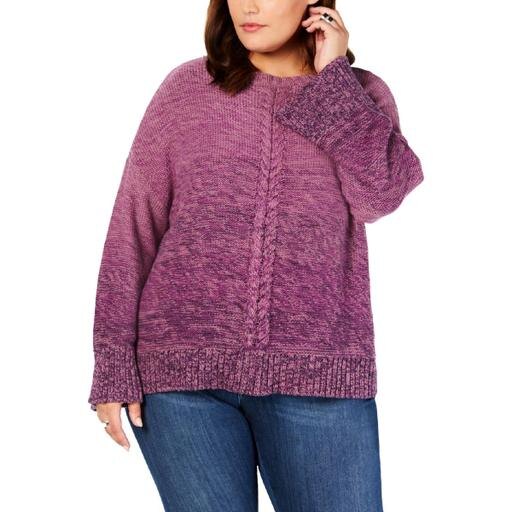 Style & Co Plus Size Braided-Trim Marled Sweater by Vanessa Jane