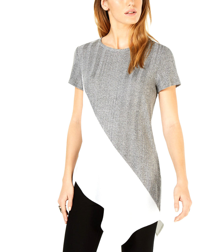 Bar Iii Womens Asymmetrical Colorblock Pullover Blouse, Size Small by Vanessa Jane