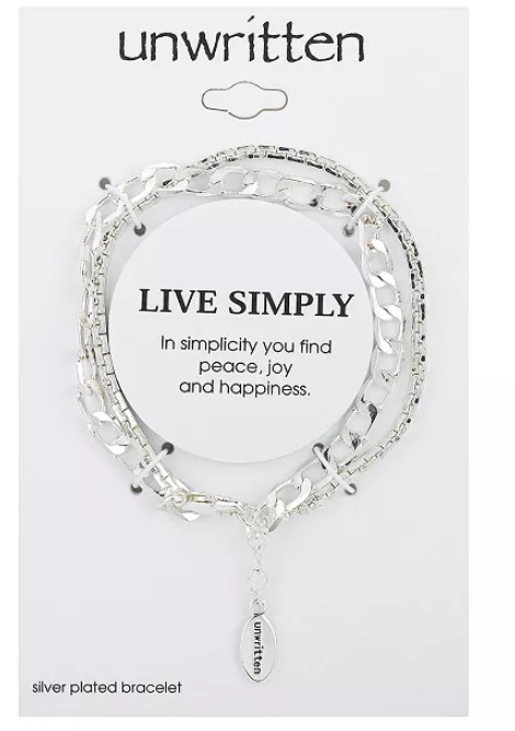 Unwritten Silver Plated Flash Plated Double Strand Bracelet by Vanessa Jane
