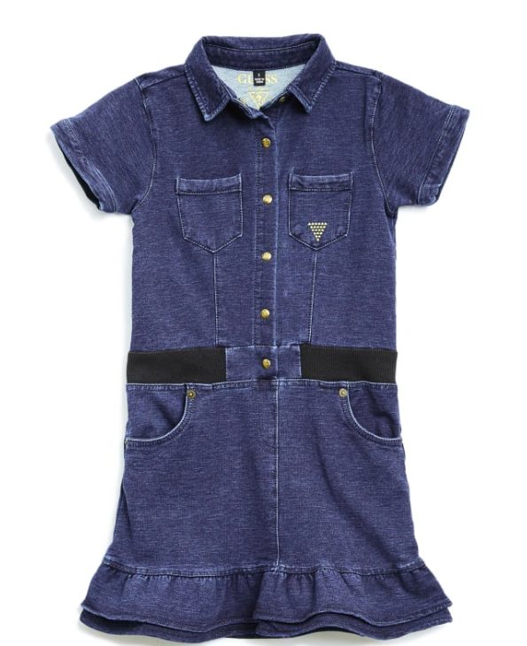 Guess Girls Short Sleeve Demim Dress, Blue, Size 12 by Vanessa Jane