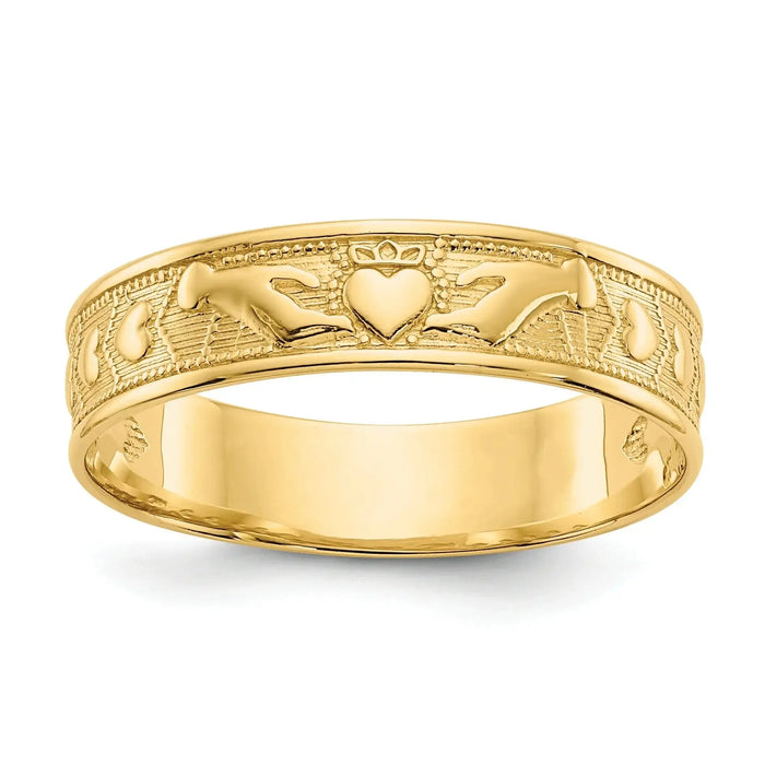 10k Gold Claddagh Band by Fine Color Jewels