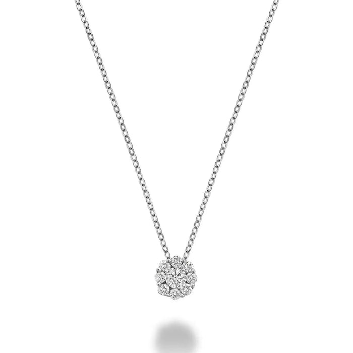 10k Gold Cluster Diamond Necklace by Fine Color Jewels