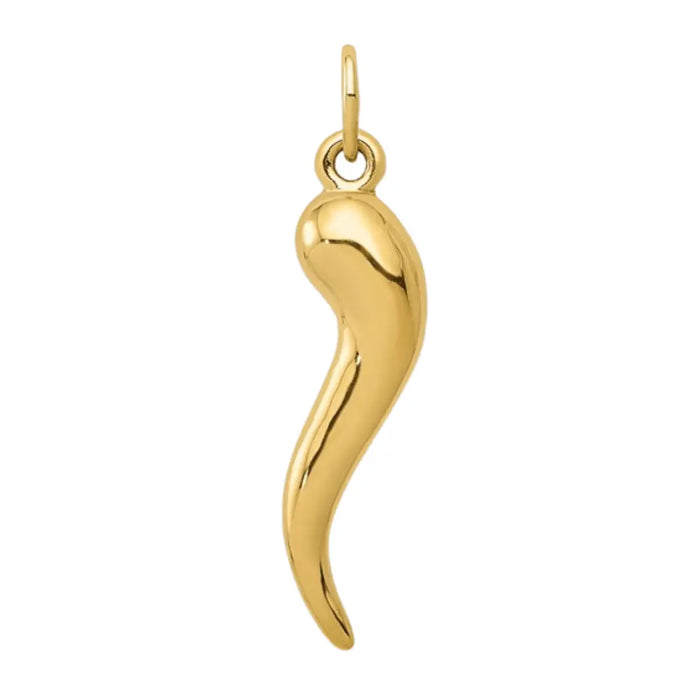 10k Gold Italian Horn Charm Pendant by Fine Color Jewels