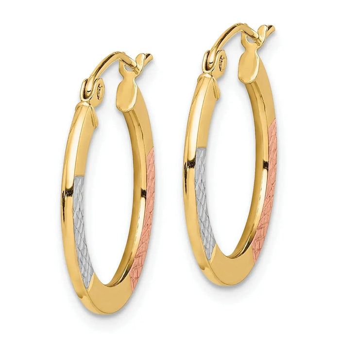 10K Gold Round Hoop Earrings by Fine Color Jewels