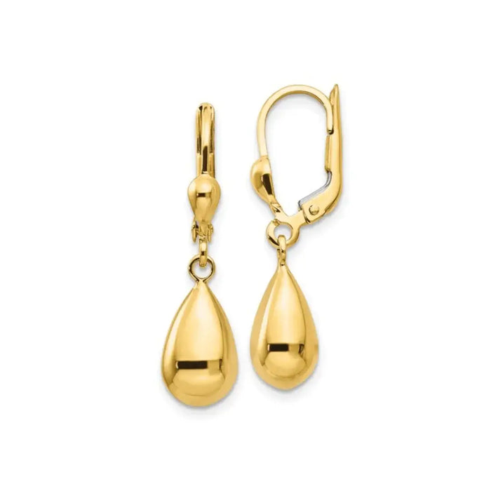 10K Gold Teardrop Dangle Earrings by Fine Color Jewels