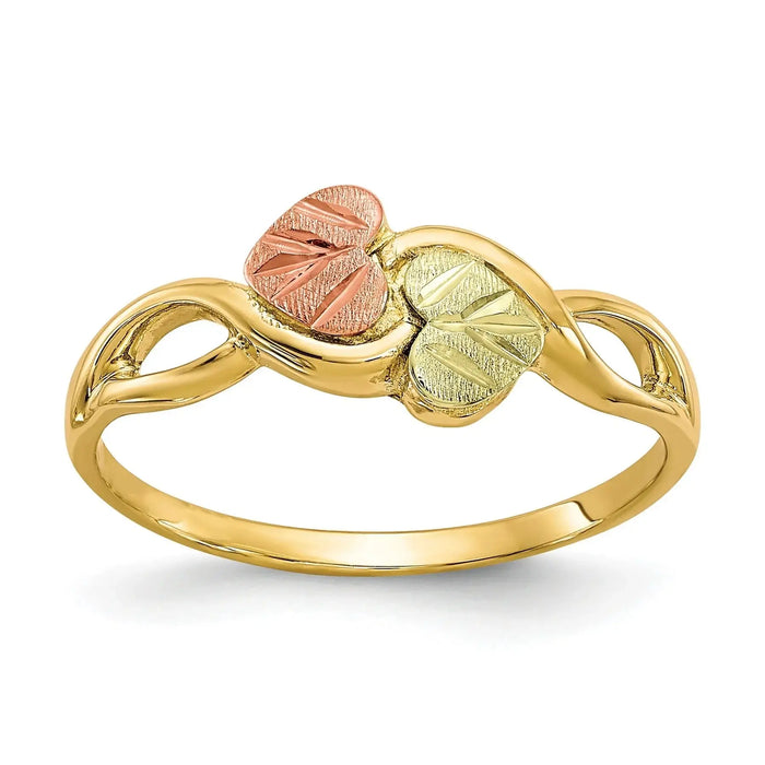 10k Gold Tri-color Heart Infinity Ring by Fine Color Jewels