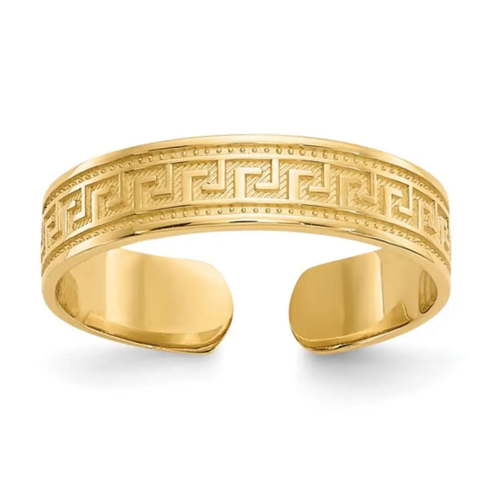 10K Yellow Gold Greek Key Toe Ring by Fine Color Jewels