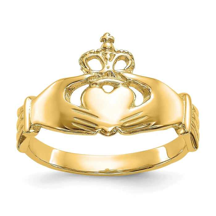 10k Yellow Gold Irish Claddagh Ring by Fine Color Jewels