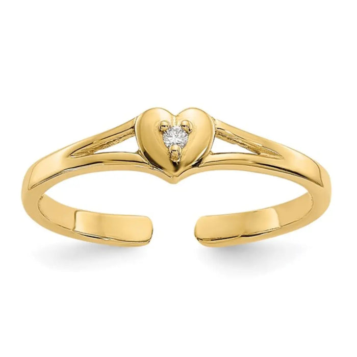 10K Yellow Gold Toe Ring Heart Shaped by Fine Color Jewels