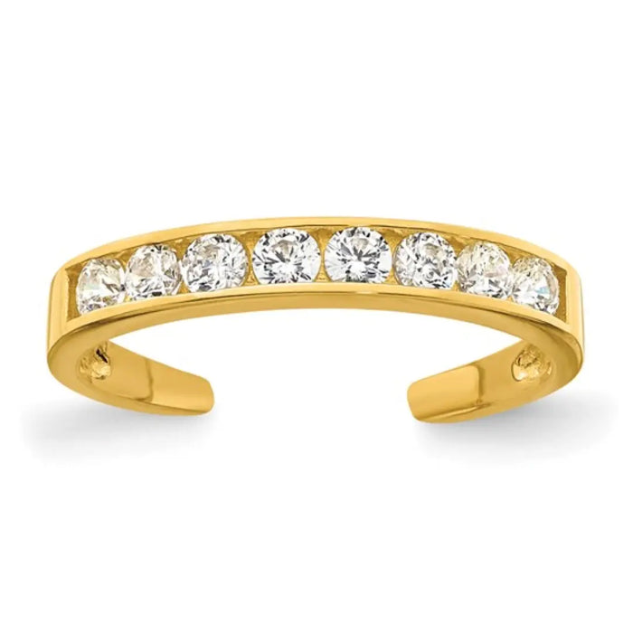 10k Yellow Gold White CZ Toe Ring by Fine Color Jewels