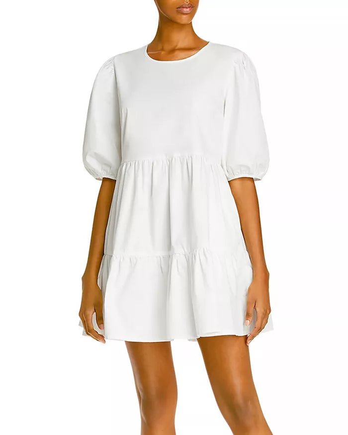 Aqua Womens Solid Jewel Neckline Dress White XS by Vanessa Jane